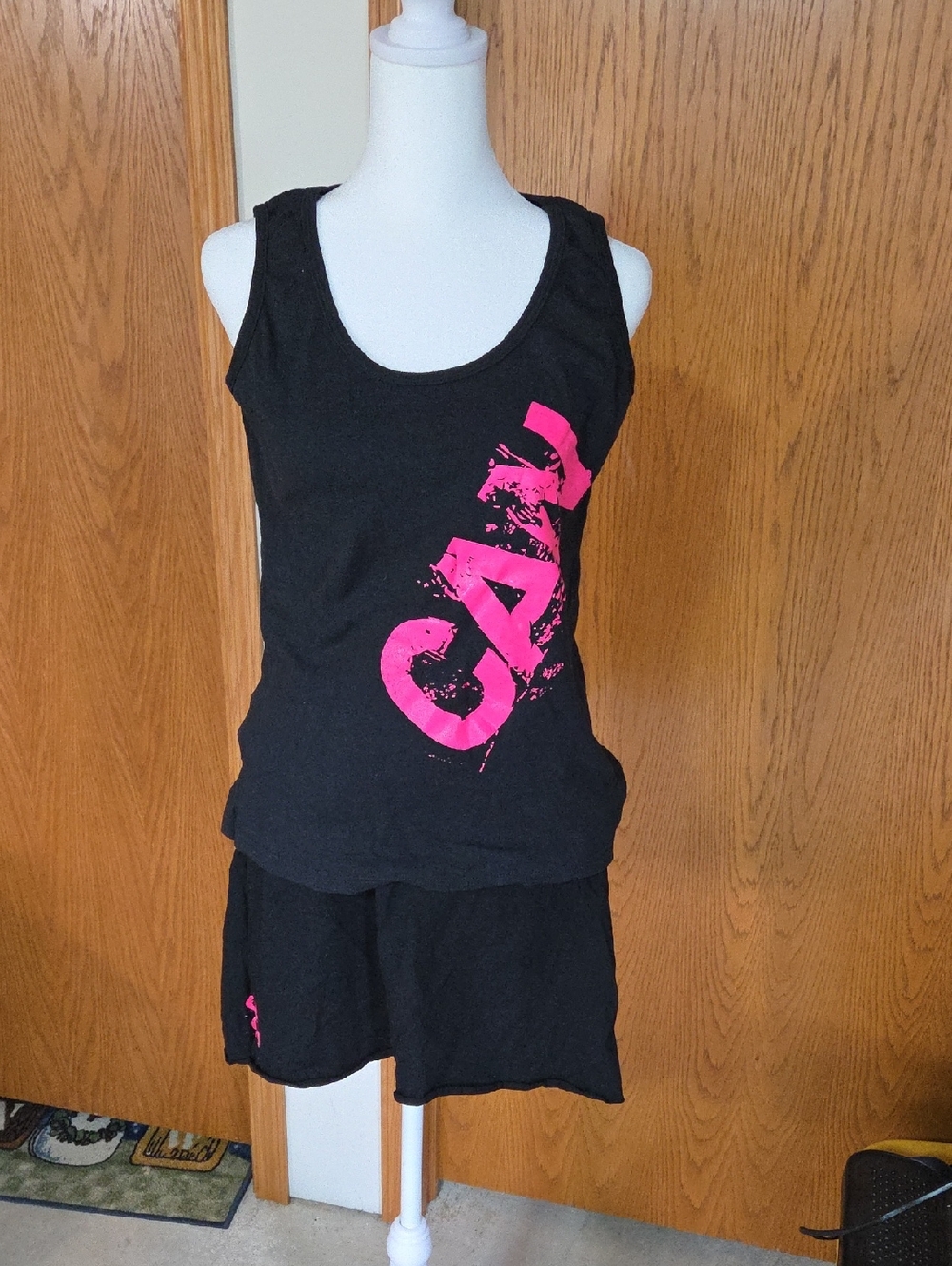 #15 Black Tank Top with Pink Graphic Cancun